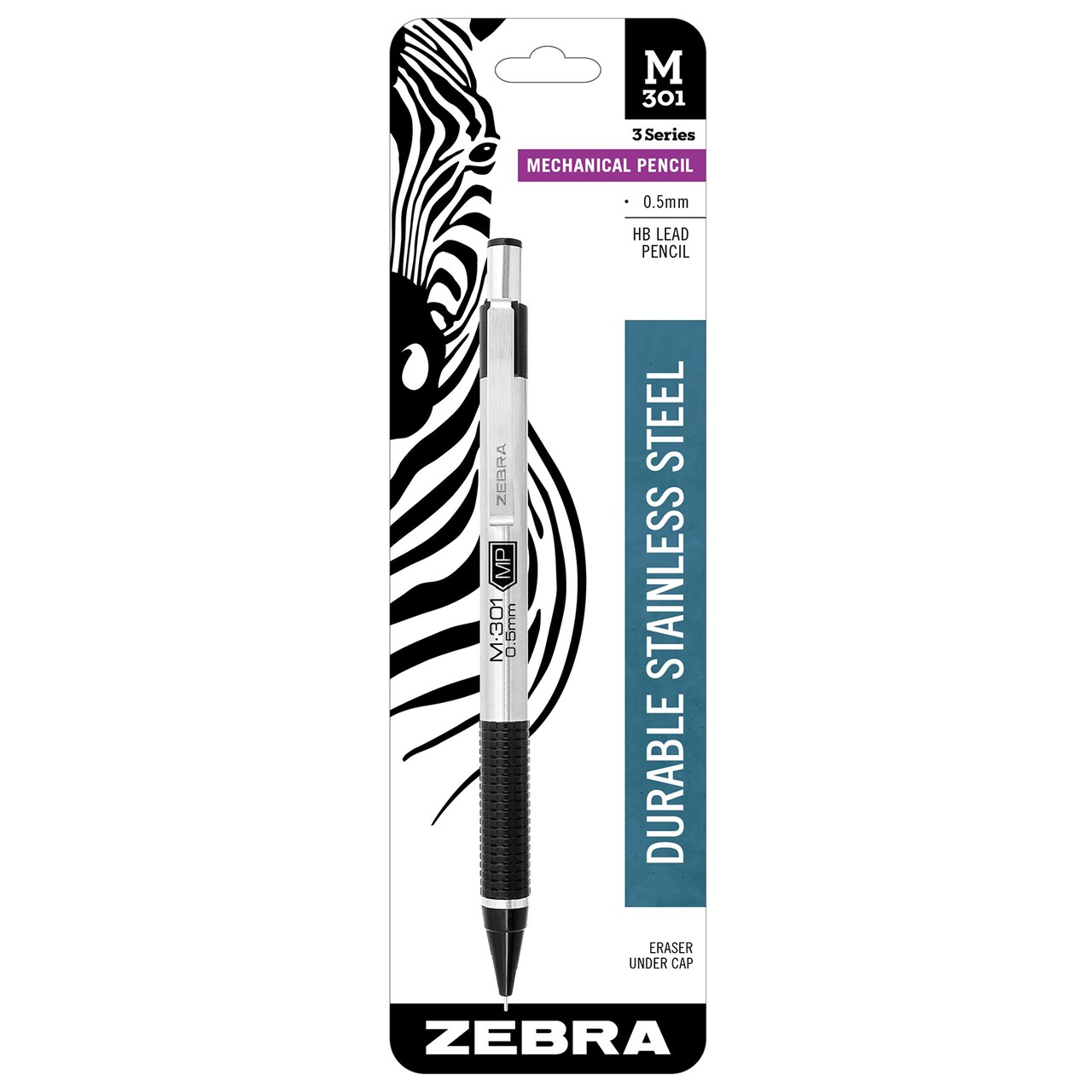 Zebra M-301 Mechanical Pencil, Black, .5mm, Carded Packaging